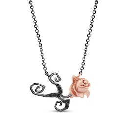 Disney Treasures The Nightmare Before Christmas Black Diamond Necklace 1/10ct tw Black Rhodium-Plated Sterling Silver & 10K Rose Gold 18"