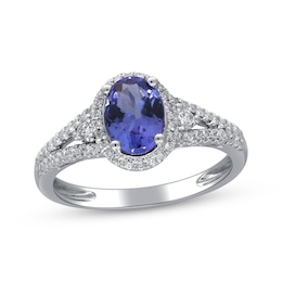 Oval-Cut Tanzanite & Diamond Ring 1/4 ct tw 10K White Gold