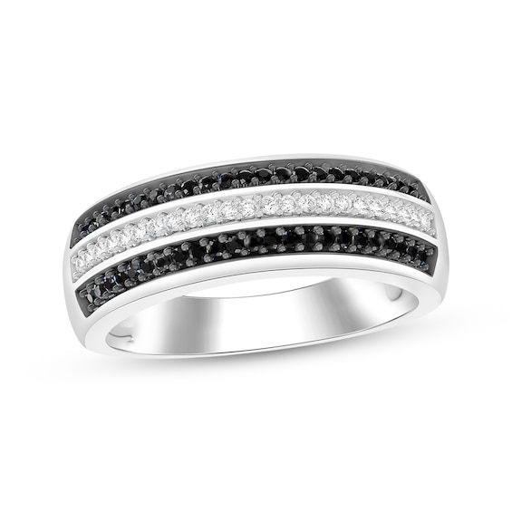 Black & White Diamond Stackable Ring 1/6 ct tw Sterling Silver