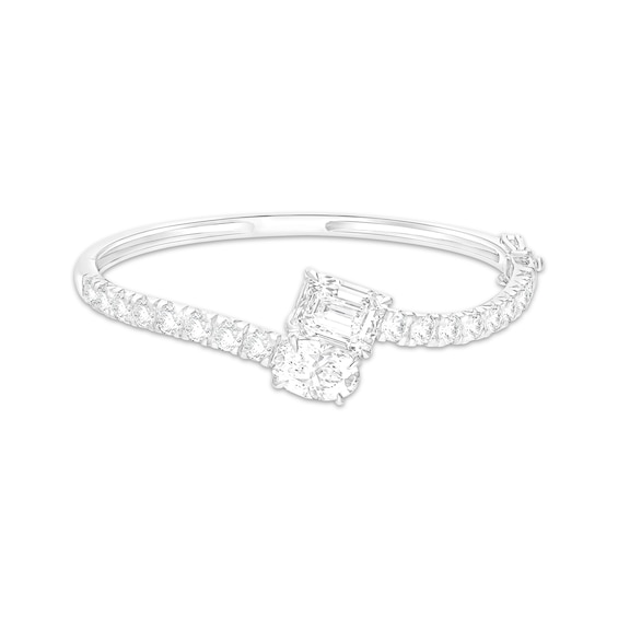 KAY Lab-Grown Diamonds Emerald & Oval-Cut Bypass Bangle Bracelet 12 ct tw 14K White Gold