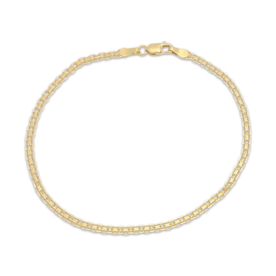 2.5mm Bismark Chain Bracelet Solid 10K Yellow Gold 7.5"