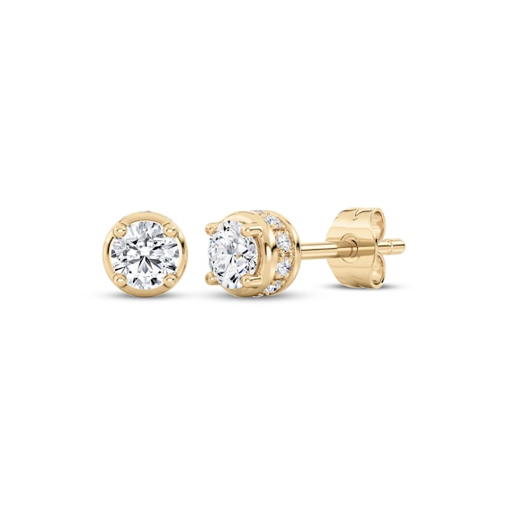 Round-Cut Diamond Solitaire Plus Stud Earrings 1/4 ct tw 10K Yellow Gold (I/I1)