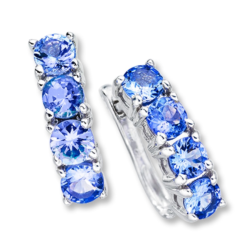 Main Image 1 of Tanzanite Hoop Earrings Sterling Silver
