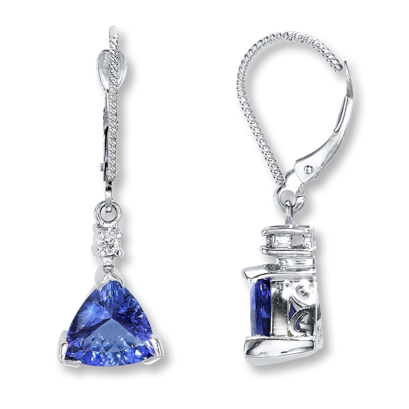 Main Image 1 of Tanzanite Earrings 1/15 ct tw Diamonds 14K White Gold