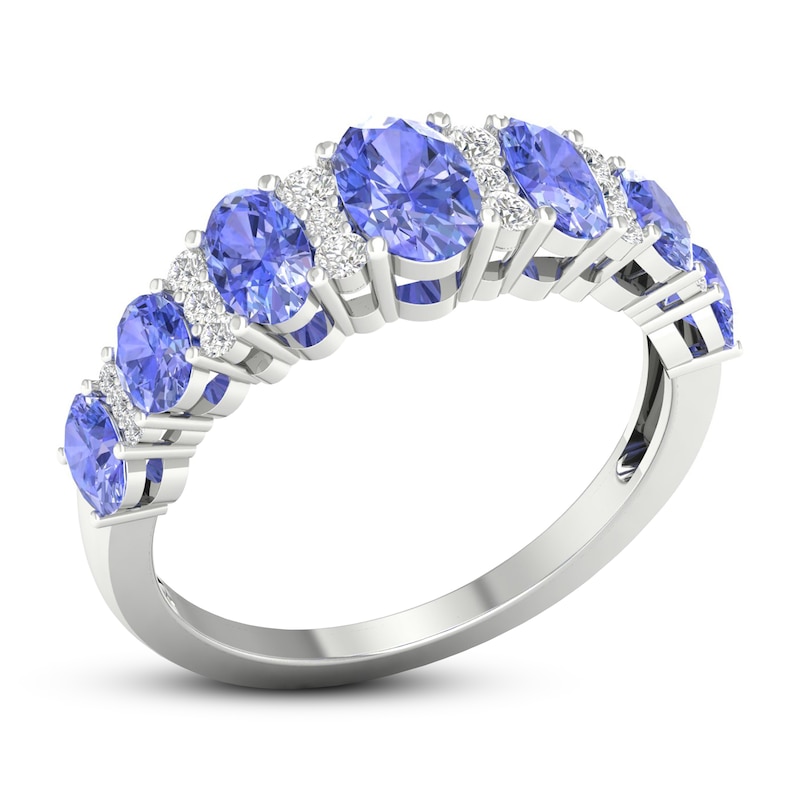 Tanzanite & Diamond Ring 1/6 ct tw 10K White Gold