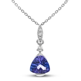 Tanzanite & Diamond Necklace Sterling Silver 18"