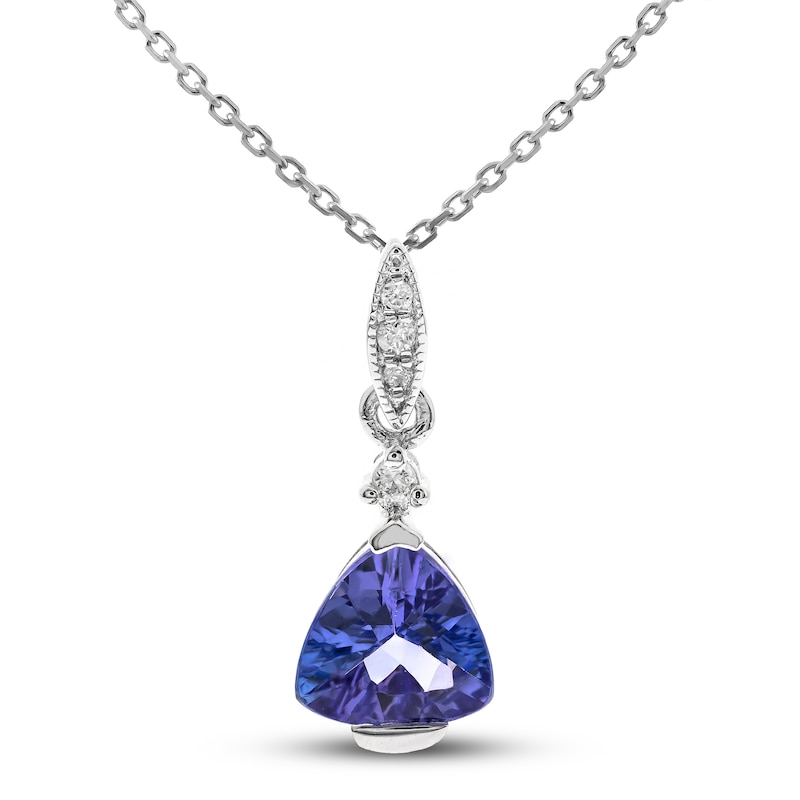 Main Image 1 of Tanzanite & Diamond Necklace Sterling Silver 18"