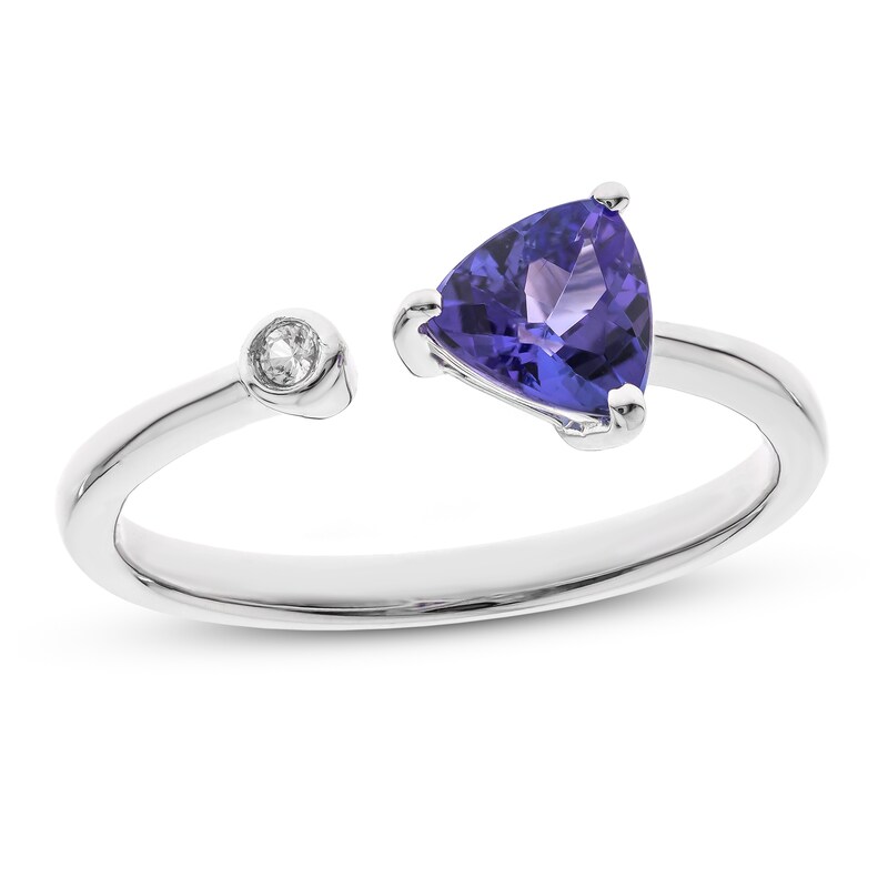 Tanzanite & Diamond Deconstructed Ring Trillion-Cut Sterling Silver