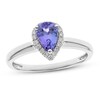 Tanzanite & Diamond Ring 1/10 ct tw Pear/Round-Cut Sterling Silver