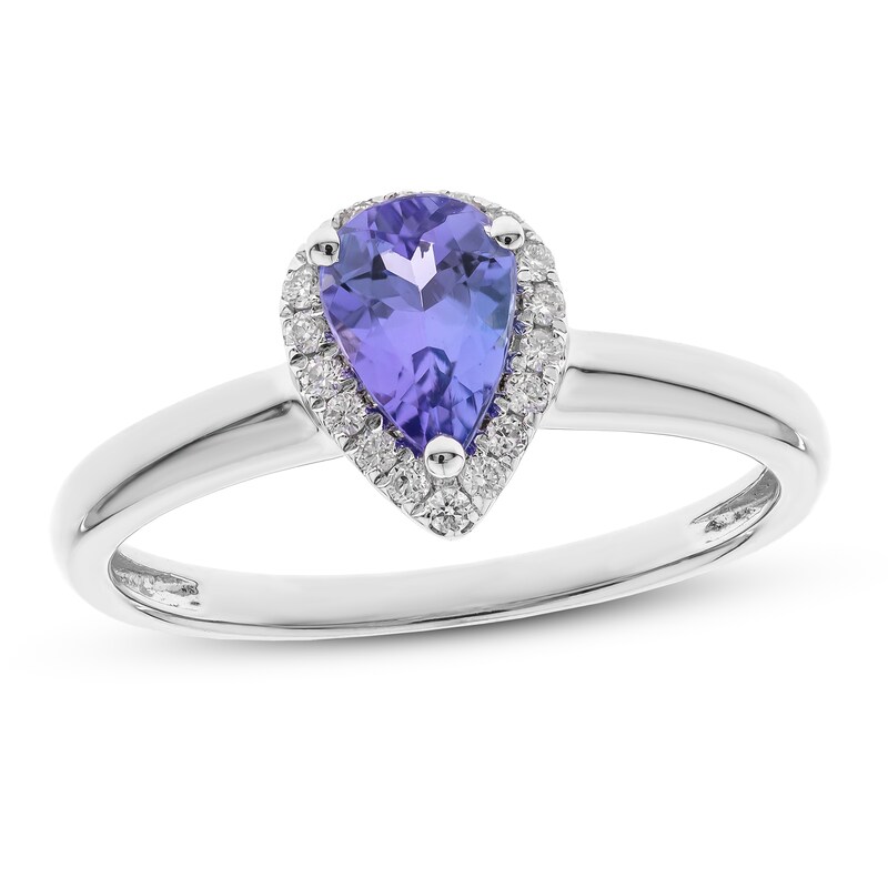 Tanzanite & Diamond Ring 1/10 ct tw Pear/Round-Cut Sterling Silver