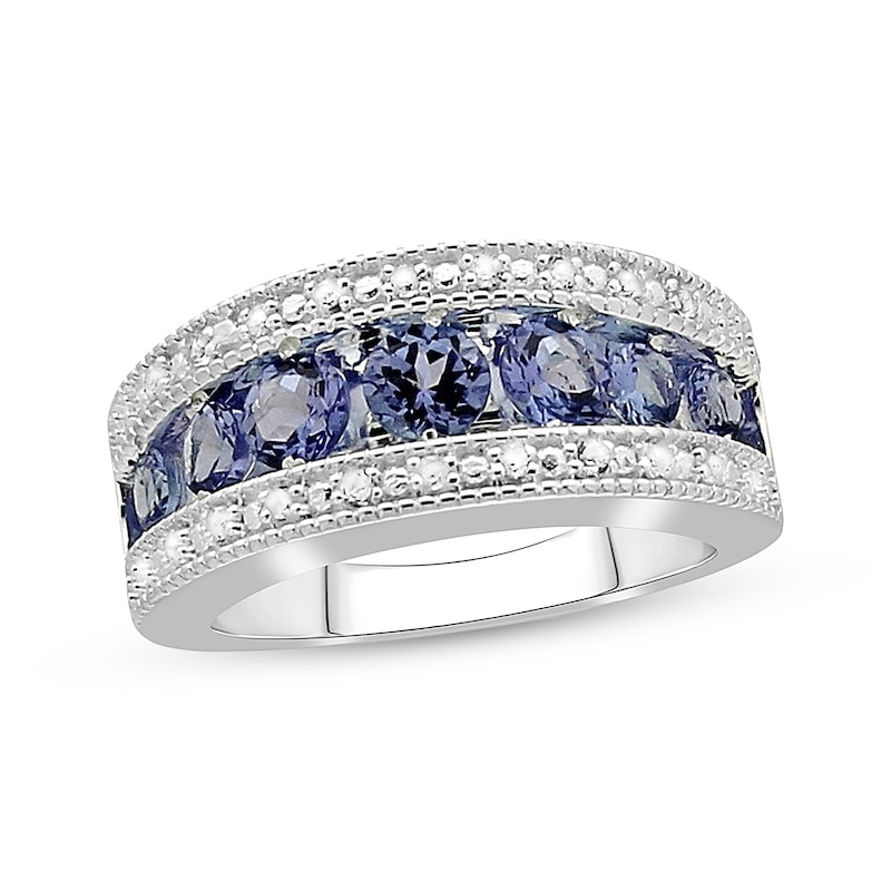 Tanzanite & White Topaz Ring Sterling Silver