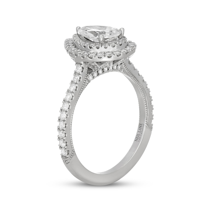 Neil Lane Artistry Pear-Shaped Lab-Created Diamond Double Frame Engagement Ring 1-3/4 ct tw 14K White Gold