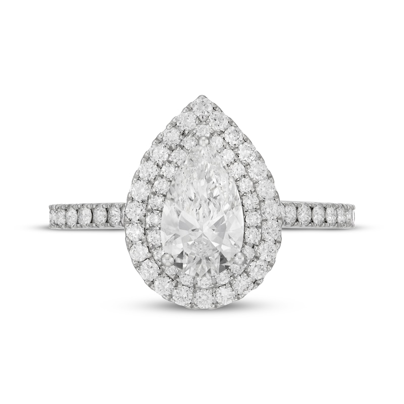 Neil Lane Artistry Pear-Shaped Lab-Created Diamond Double Frame Engagement Ring 1-3/4 ct tw 14K White Gold