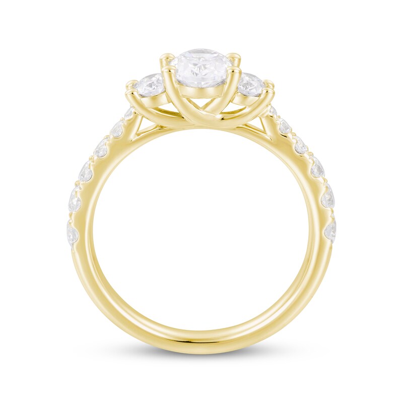 Oval-Cut Diamond Three-Stone Engagement Ring 1-1/2 ct tw 14K Yellow Gold