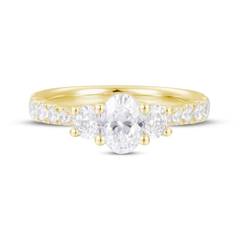 Oval-Cut Diamond Three-Stone Engagement Ring 1-1/2 ct tw 14K Yellow Gold