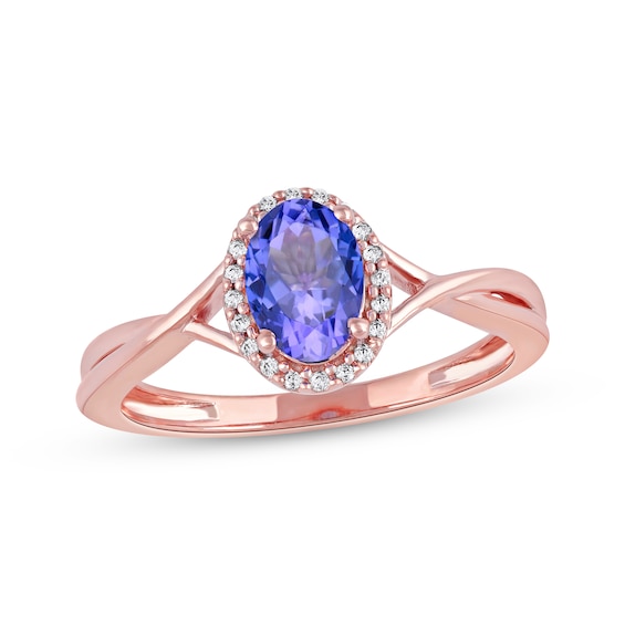 Oval-Cut Tanzanite & Diamond Ring 1/20 ct tw 10K Rose Gold