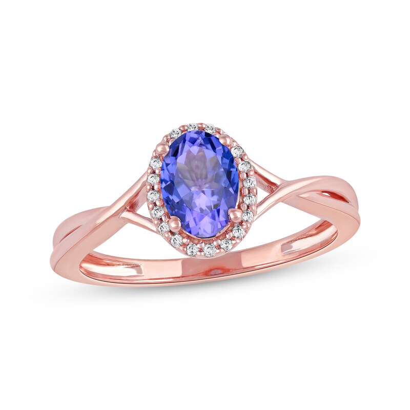 Oval-Cut Tanzanite & Diamond Ring 1/20 ct tw 10K Rose Gold