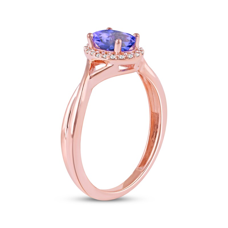 Oval-Cut Tanzanite & Diamond Ring 1/20 ct tw 10K Rose Gold
