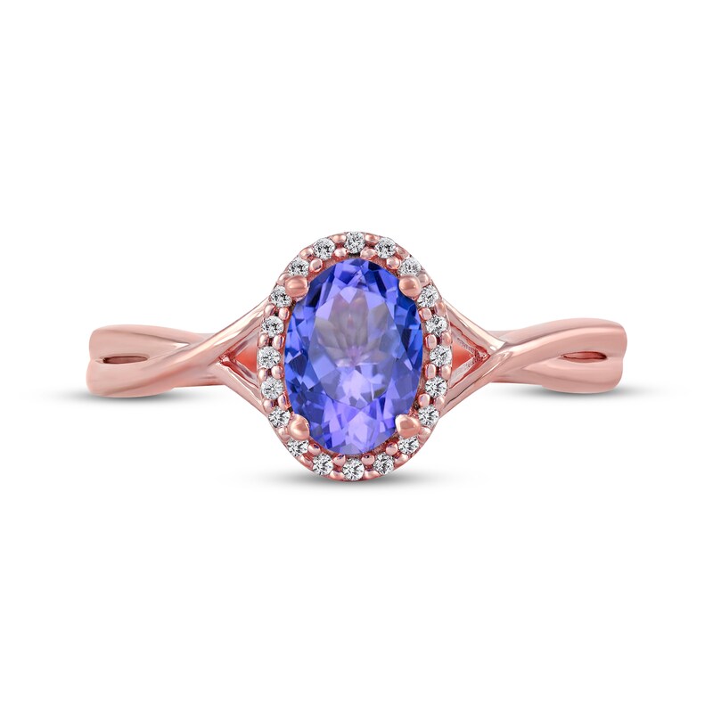 Oval-Cut Tanzanite & Diamond Ring 1/20 ct tw 10K Rose Gold