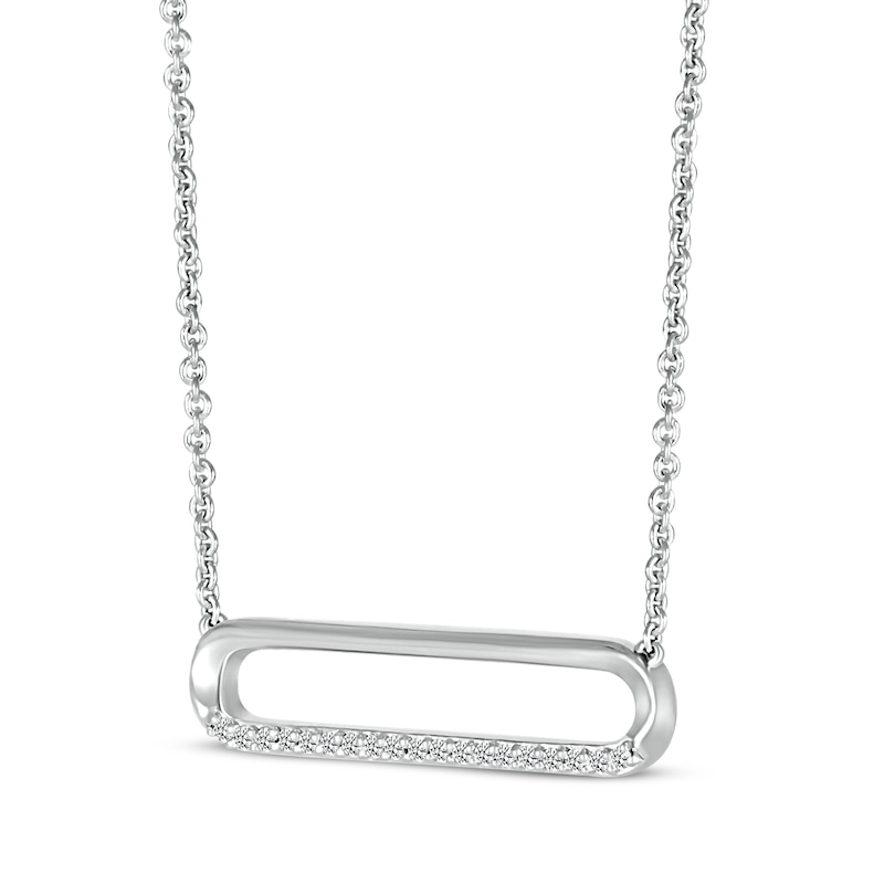 Diamond Paperclip Drop Necklace 1/10 ct tw Sterling Silver 18”