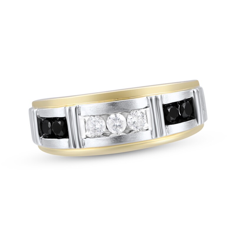 Men’s Black & White Diamond Anniversary Band 1/2 ct tw 10K Two-Tone Gold