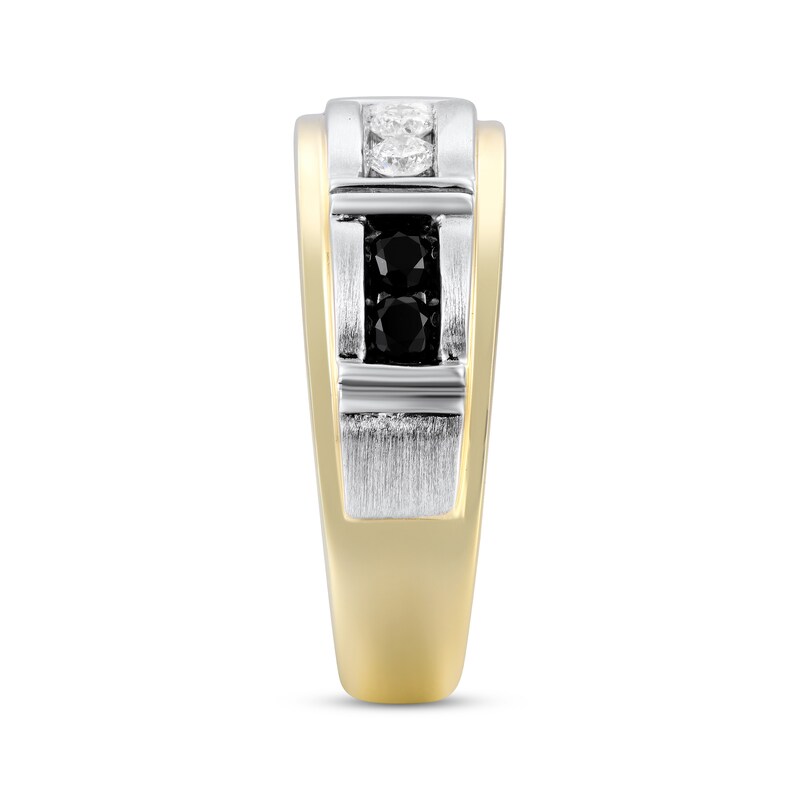 Men’s Black & White Diamond Anniversary Band 1/2 ct tw 10K Two-Tone Gold