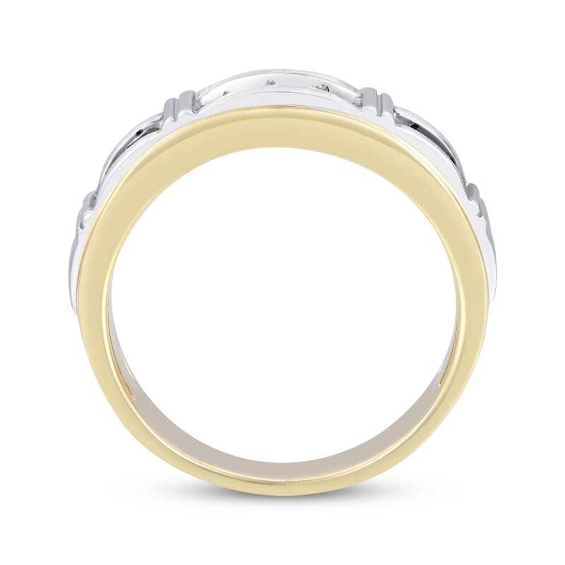 Men’s Black & White Diamond Anniversary Band 1/2 ct tw 10K Two-Tone Gold