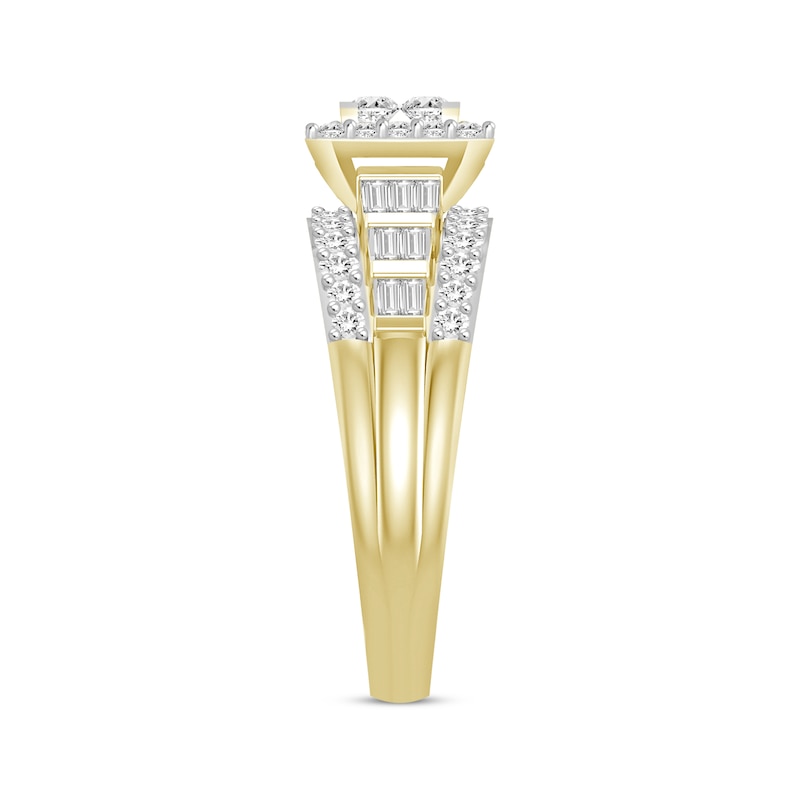 Main Image 2 of Princess-Cut Quad Multi-Diamond Center Engagement Ring 1 ct tw 10K Yellow Gold