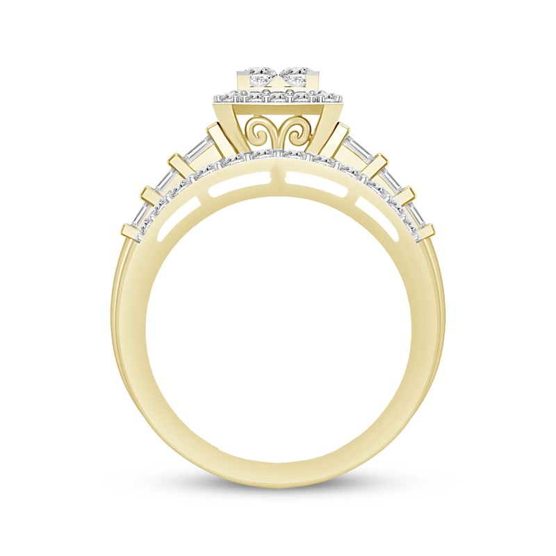 Main Image 3 of Princess-Cut Quad Multi-Diamond Center Engagement Ring 1 ct tw 10K Yellow Gold
