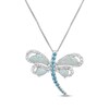 Thumbnail Image 0 of Lab-Created Opal, Swiss Blue Topaz & White Lab-Created Sapphire Dragonfly Necklace Sterling Silver 18"