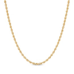 Glitter Rope Chain Necklace 2.4mm Semi-Solid 14K Yellow Gold 18"