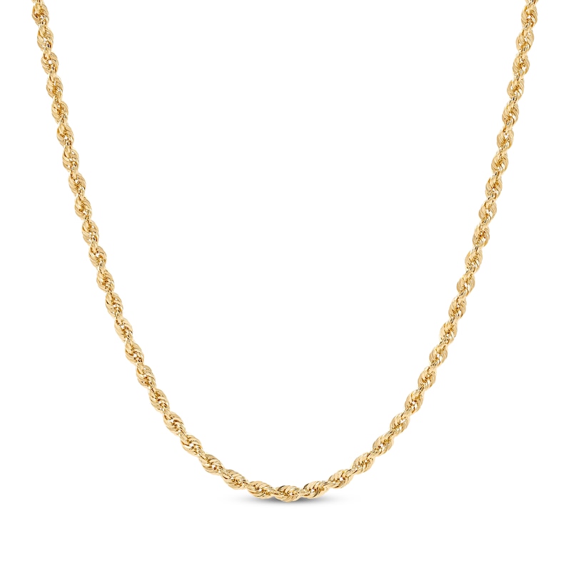 Main Image 1 of Glitter Rope Chain Necklace 2.4mm Semi-Solid 14K Yellow Gold 18"