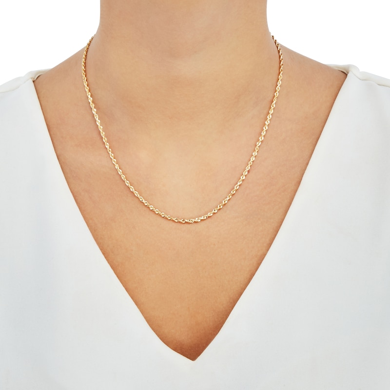 Main Image 2 of Glitter Rope Chain Necklace 2.4mm Semi-Solid 14K Yellow Gold 18"