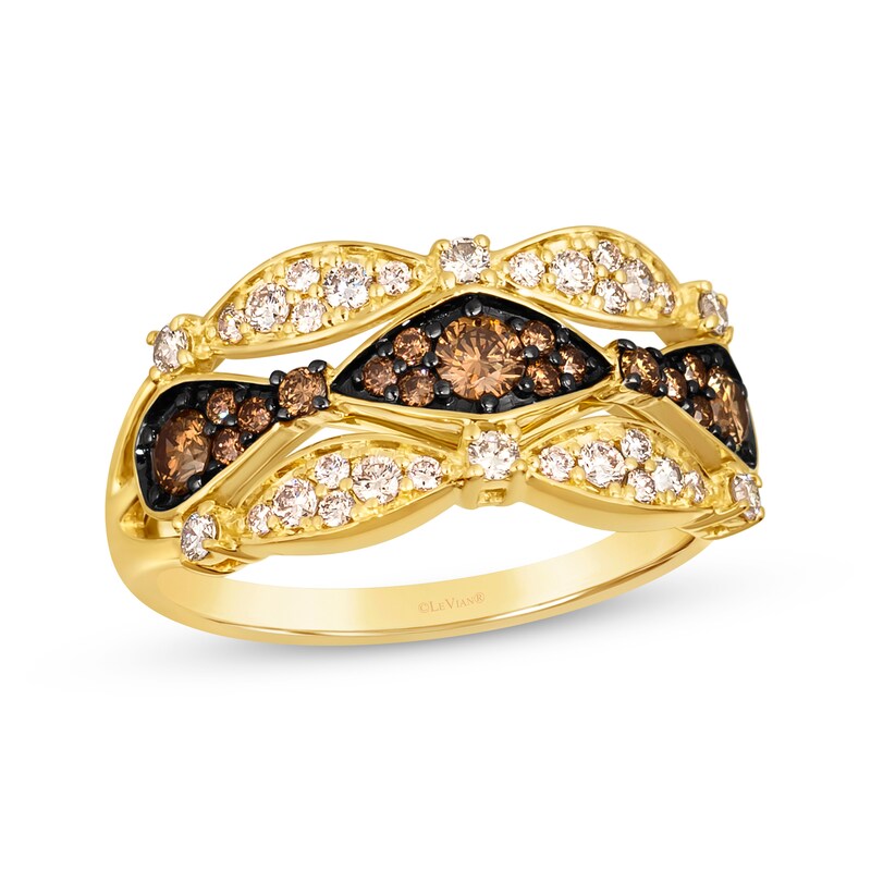 Main Image 1 of Le Vian Venetian Mosaic Three-Row Diamond Ring 3/4 ct tw 14K Honey Gold