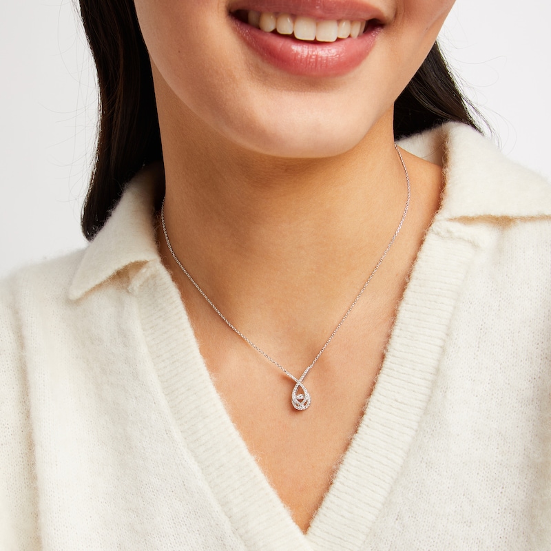 Love Entwined Dancing Diamond Necklace 1/5 ct tw Sterling Silver