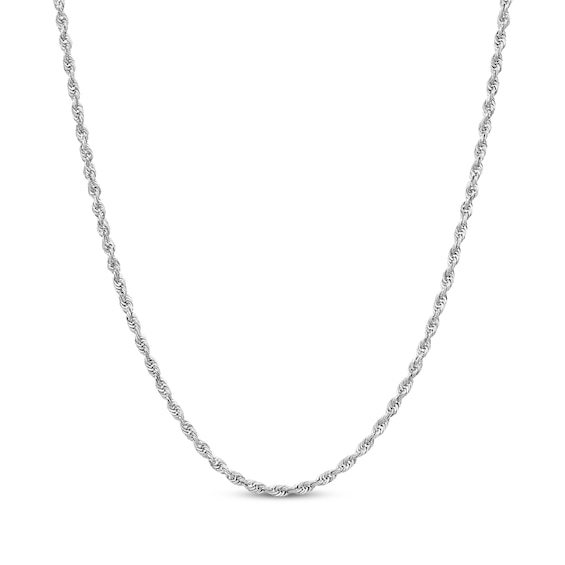 Rope Chain Necklace Semi-Solid 14K White Gold 24"
