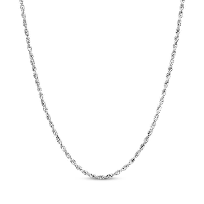 Semi-Solid Rope Chain Necklace 14K White Gold 24"
