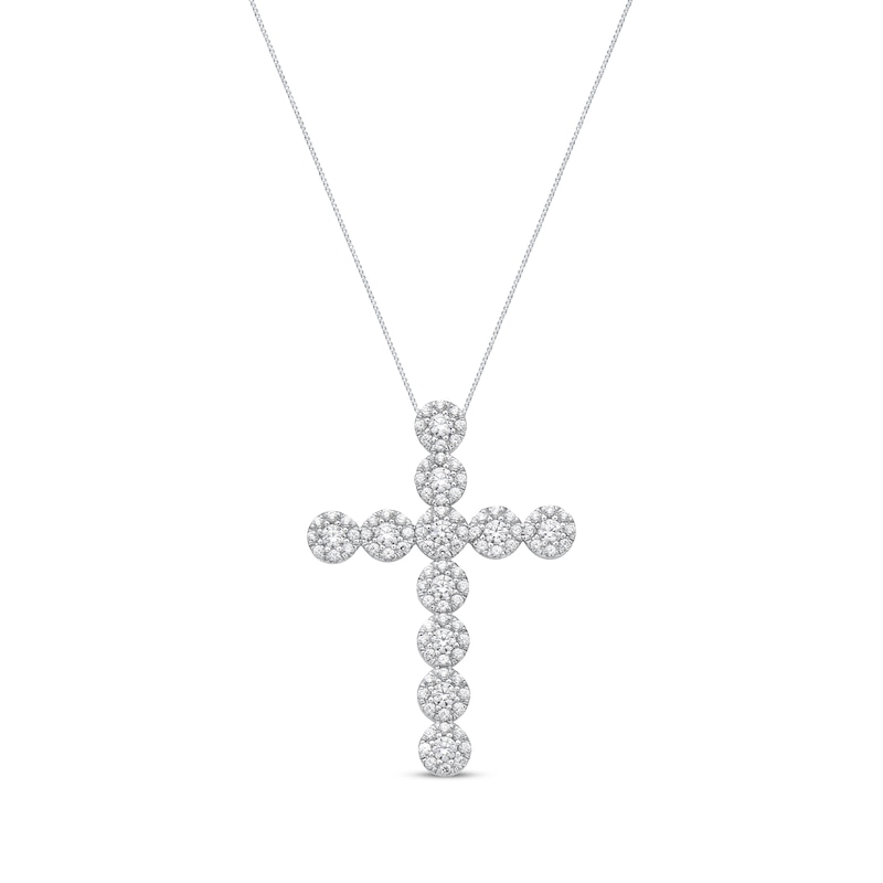 Main Image 1 of Diamond Cross Necklace 1 ct tw 10K White Gold 18"