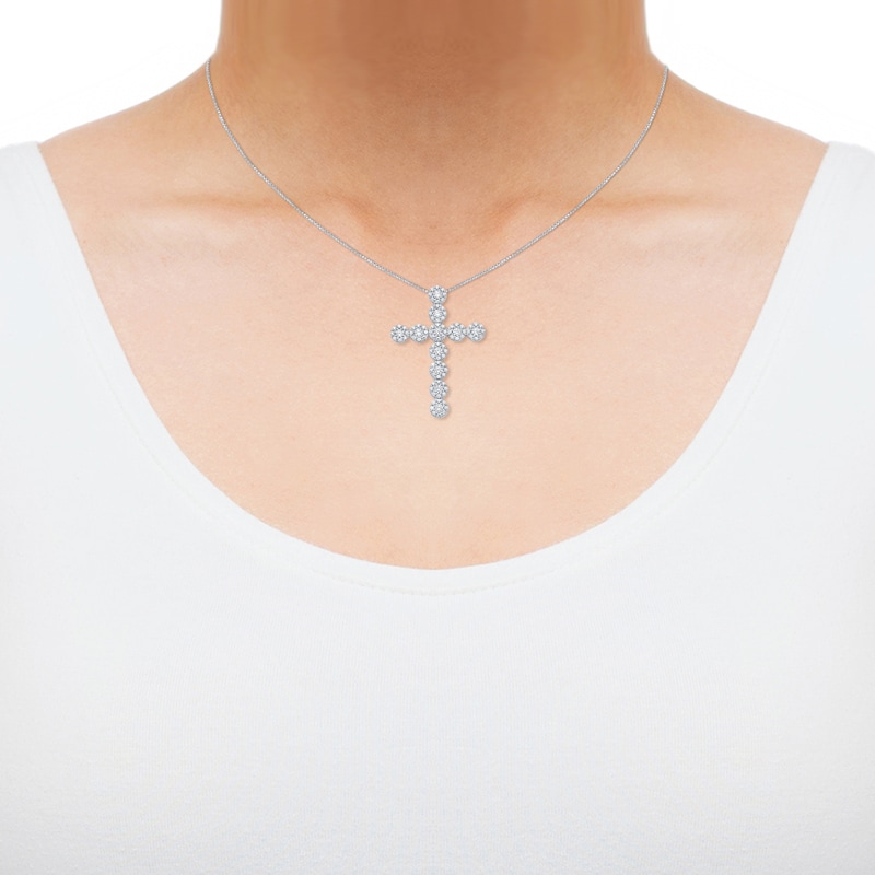 Main Image 2 of Diamond Cross Necklace 1 ct tw 10K White Gold 18"