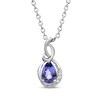 Thumbnail Image 0 of Pear-Shaped Tanzanite & Diamond Accents Necklace Sterling Silver 18"