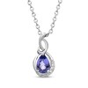 Thumbnail Image 1 of Pear-Shaped Tanzanite & Diamond Accents Necklace Sterling Silver 18"