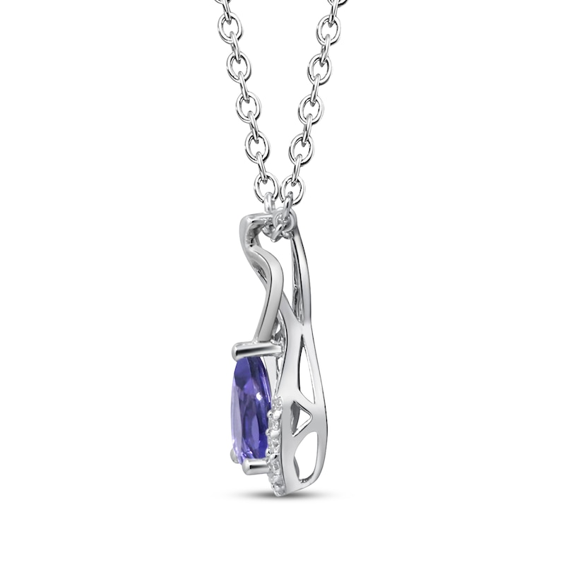 Pear-Shaped Tanzanite & Diamond Accents Necklace Sterling Silver 18"