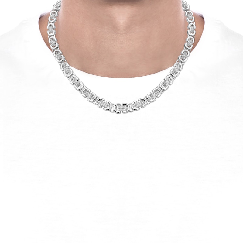 Main Image 4 of Men's Diamond Link Necklace 2-1/2 ct tw Sterling Silver 20"