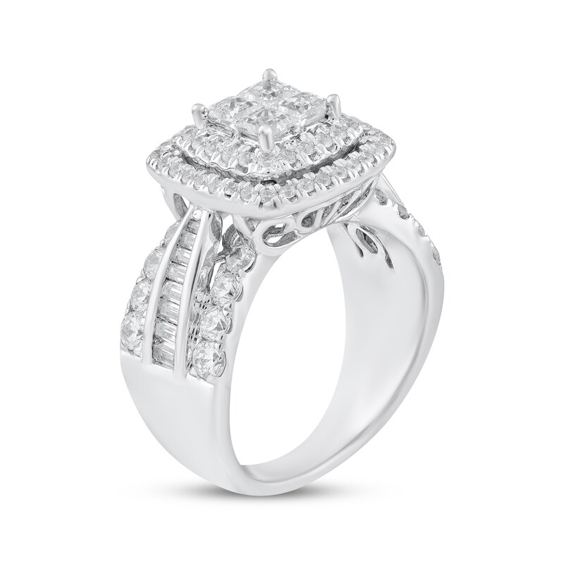 Main Image 2 of Adore Princess & Baguette-Cut Diamond Engagement Ring 2 ct tw 14K White Gold