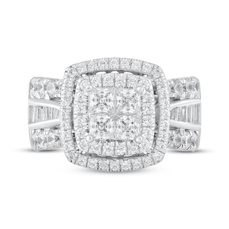 Main Image 3 of Adore Princess & Baguette-Cut Diamond Engagement Ring 2 ct tw 14K White Gold
