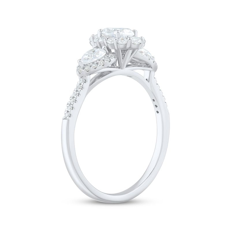 Main Image 2 of Adore Oval-Cut & Pear-Shaped Diamond Three-Stone Ring 1 ct tw 14K White Gold