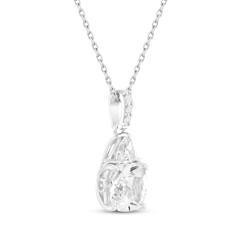 Main Image 2 of Cushion-Cut White Lab-Created Sapphire Necklace Sterling Silver 18"