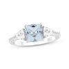 Thumbnail Image 1 of Cushion-Cut Aquamarine & White Lab-Created Sapphire Ring Sterling Silver