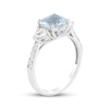 Thumbnail Image 2 of Cushion-Cut Aquamarine & White Lab-Created Sapphire Ring Sterling Silver