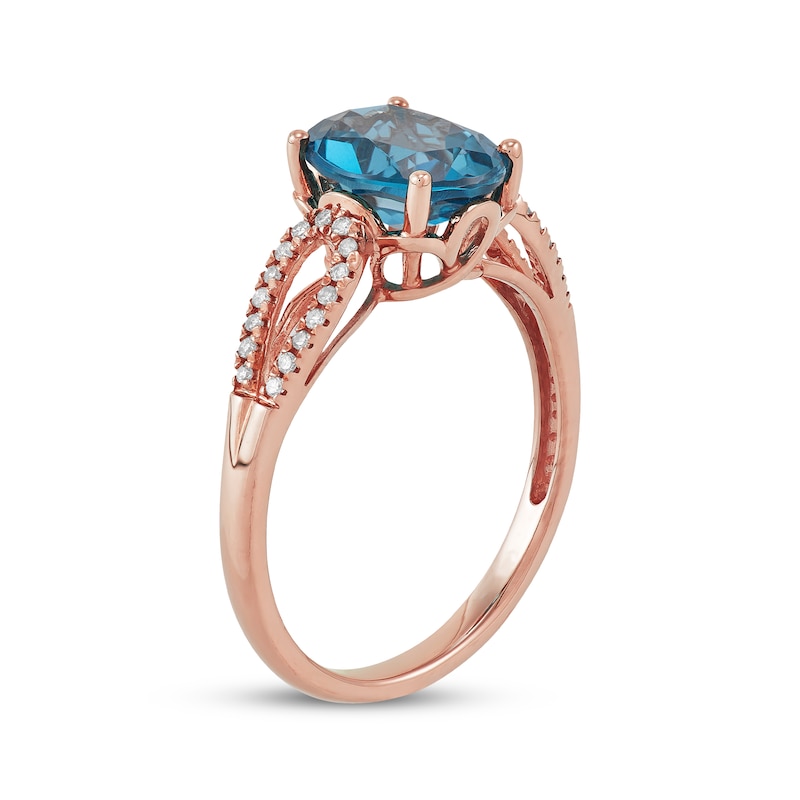 Main Image 2 of Oval-Cut London Blue Topaz & Diamond Ring 1/10 ct tw 10K Rose Gold